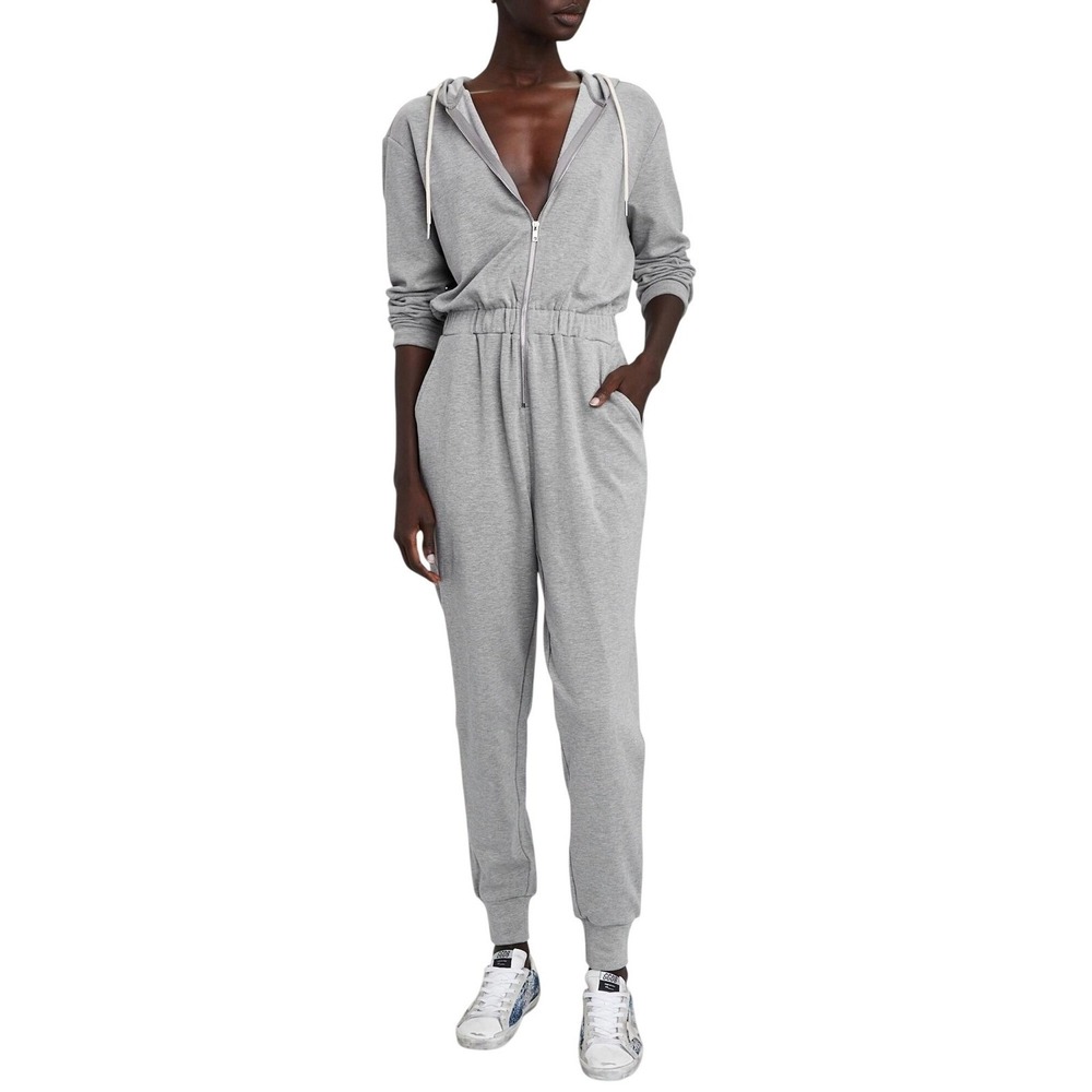 WeWoreWhat Leisure Suit Heather Grey Knit Jersey Hooded Jumpsuit Small NWT